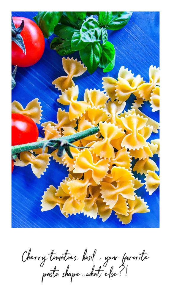 Cherry tomatoes, basil, pasta recipe