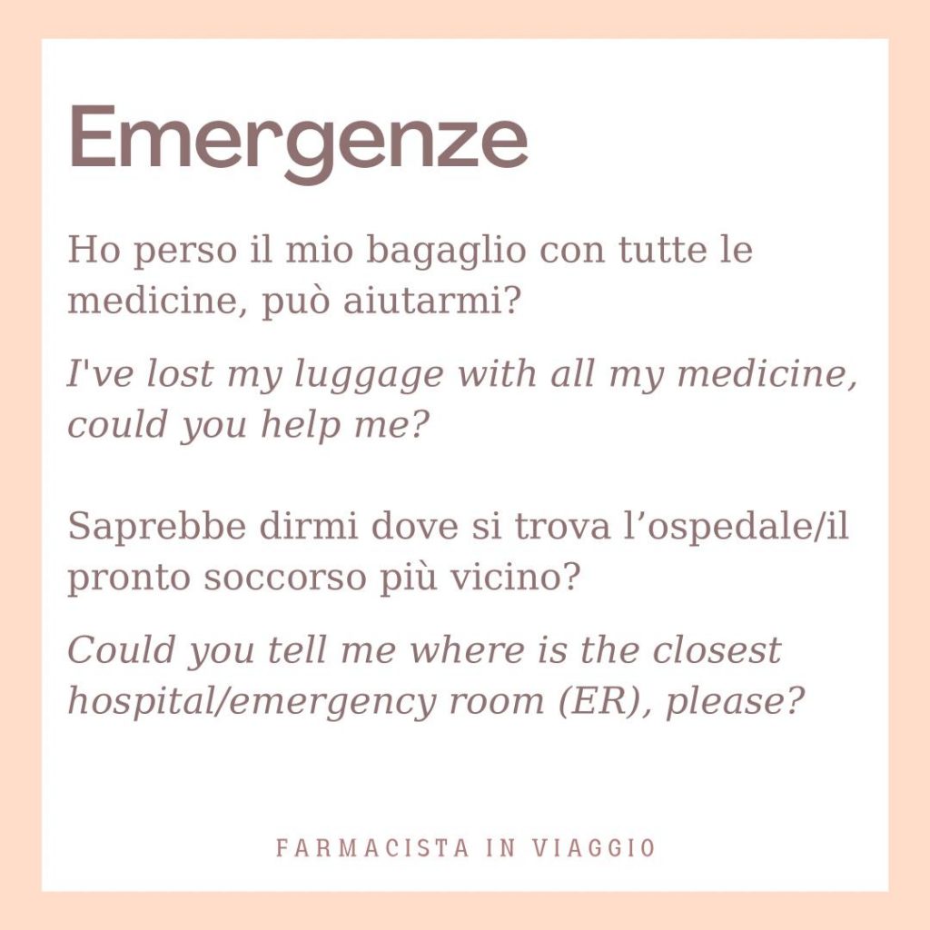 frasi traduzioni in inglese in caso di emergenza