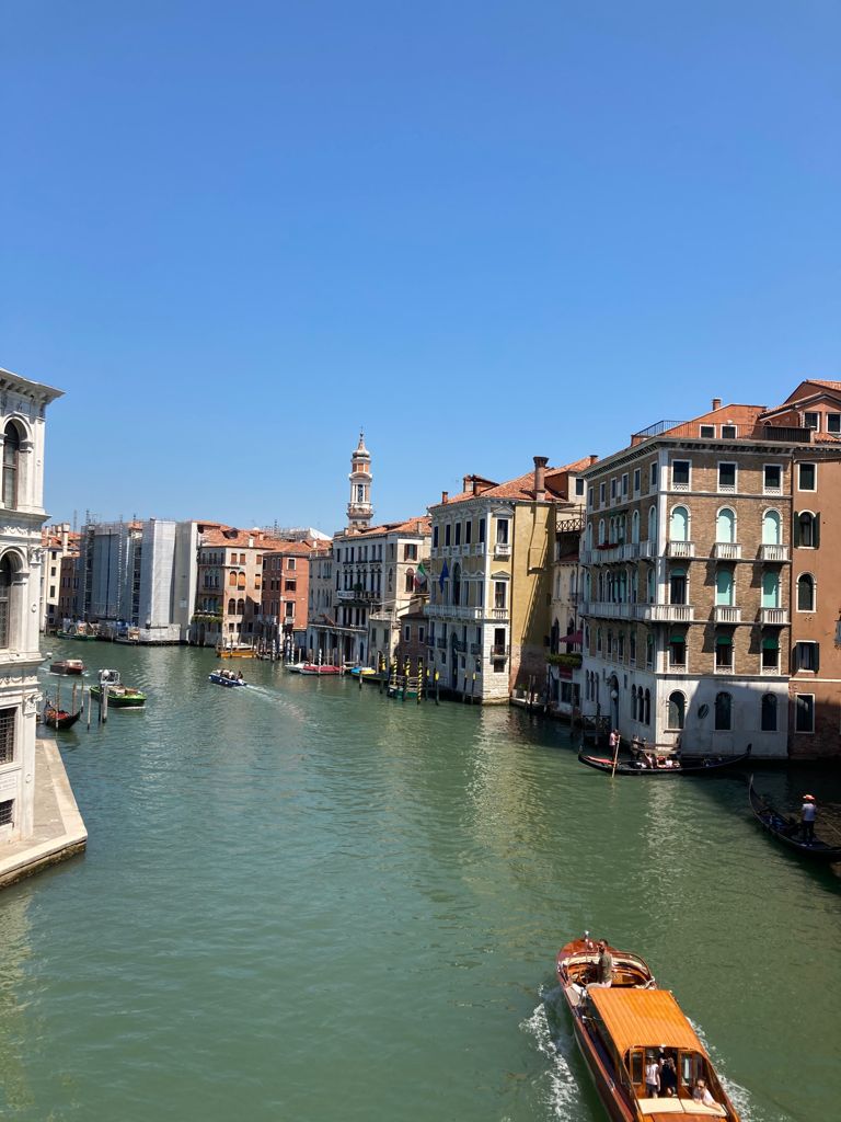 view of the gran canal from Rialto Bridge